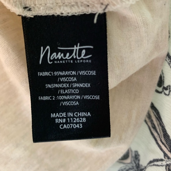 Nanette Lepore | Heather Oatmeal Henley Tank Floral Chiffon Hem - Medium - Picture 6 of 6